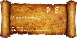 Ulman Elemér névjegykártya